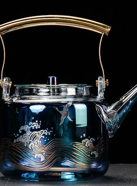 秦艺耐热玻璃壶煮茶加厚电热烧水壶家用提梁花茶壶功夫茶具泡茶壶