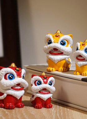 醒狮小摆件可爱卡通中国风南舞狮文化创意桌面装饰品摆件新年礼物