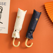 超轻便携铅笔伞烫金蝴蝶结超细晴雨两用折叠伞晒太阳伞