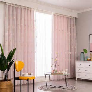 窗帘女孩公主风00遮光布客厅卧室卧室飘窗成品