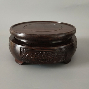 黑檀底座圆形工艺品底托花瓶奇石托盘玉器金银器旋转底座