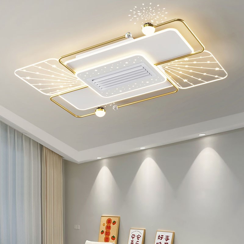无叶风扇灯客厅吸顶灯简约现代满天星卧室隐形静音护眼电扇一体灯
