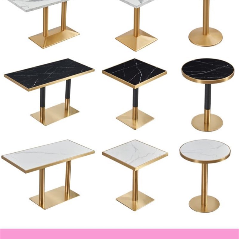 轻奢简约洽谈桌椅组合售楼处会客接待大理石圆桌奶茶店岩板餐桌椅