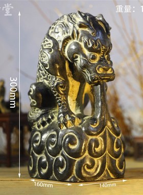 晋青堂纯天然青石石雕吸水兽多尺寸黑色动物中式复古手工桌面