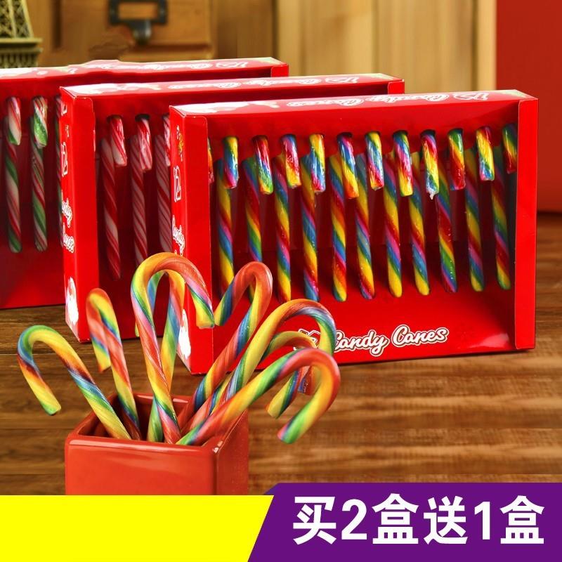 。圣诞拐仗糖圣诞节礼物送小朋友吃的拐棍拐柜糖彩色拐糖买2送1