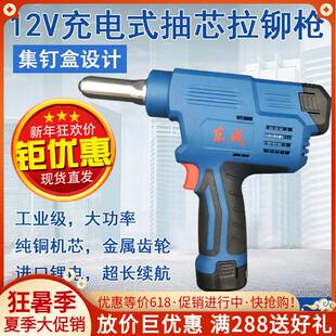东成电动铆钉枪充电式拉铆枪东城锂电便携自动抽芯铆接机DCPM益欣