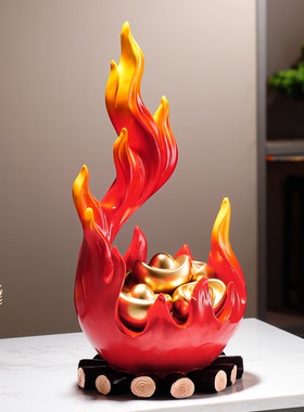 新中式火焰红火火流沙摆件店铺客厅玄关酒柜装饰乔迁新居礼品开业