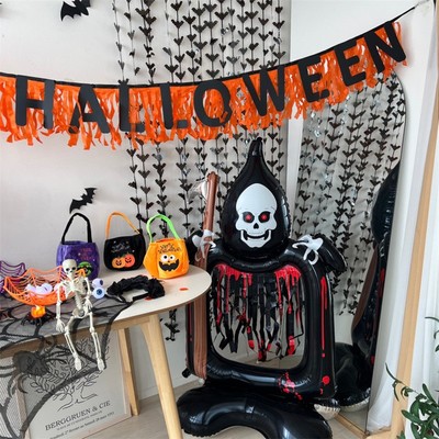 万圣节装饰拉花拉旗HappyHalloween横幅鬼节咖啡店酒吧餐厅布置