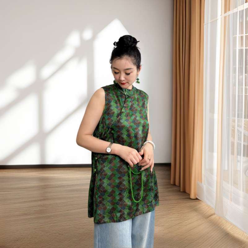 爱依服新中式100%桑蚕丝真丝马甲
