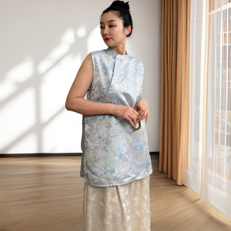 新中式重工無袖外衣宋錦蘿提花