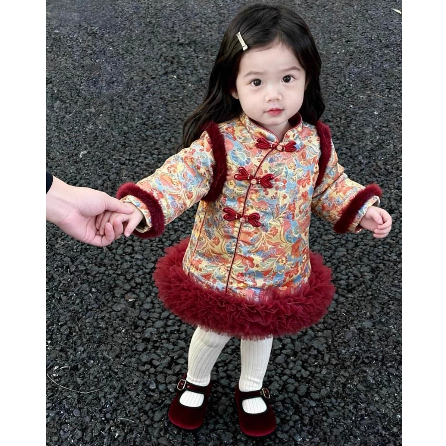 女童新中式旗袍连衣裙冬款