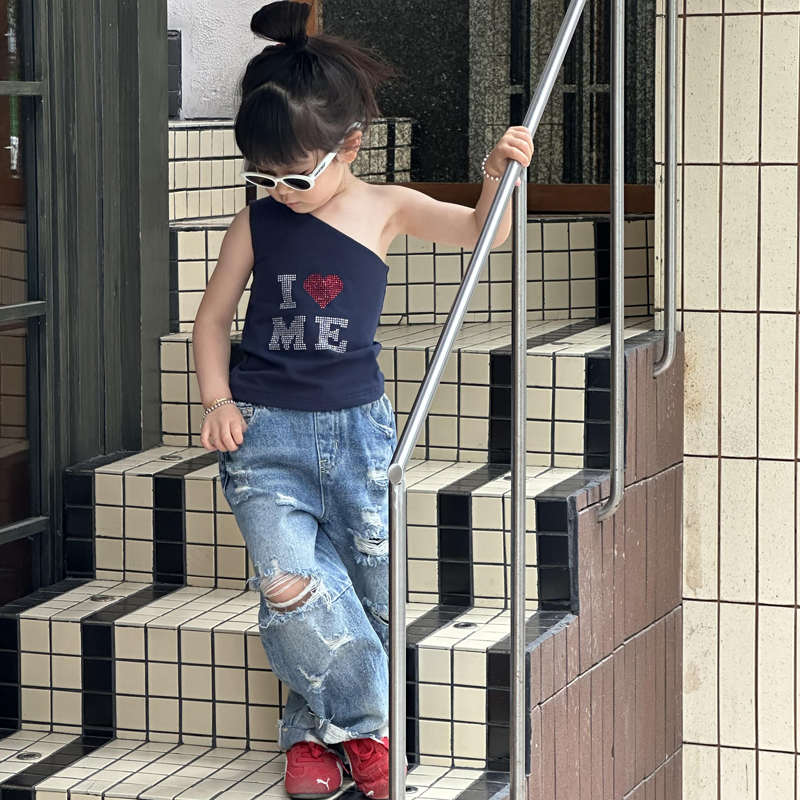 女童短袖T恤2025新款儿童洋气时髦上衣宝宝夏装薄款长袖上衣