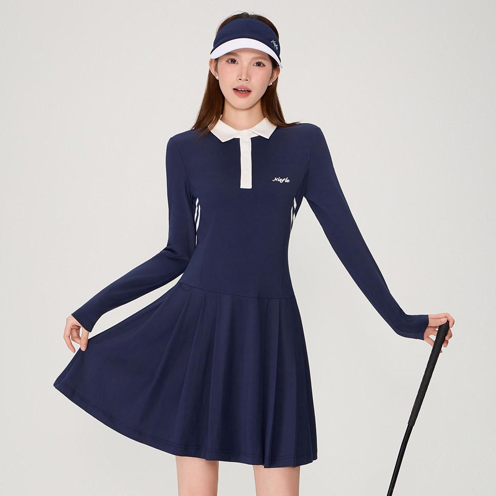 斐纶秋冬季女款长袖网球服连衣裙