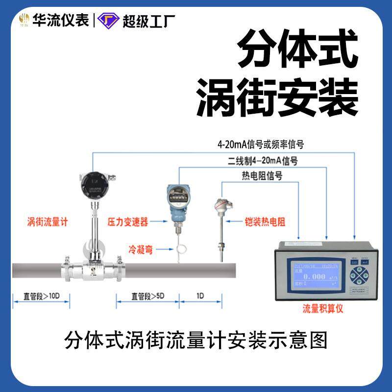 厂家智能分体式涡街流量计高温锅炉气体压力流量氮气蒸汽氩气