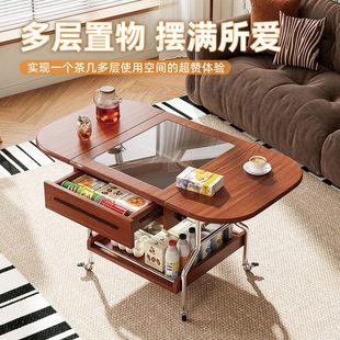 沙发边柜边几可移动茶几小桌子可折叠客厅家用复古推车小户型
