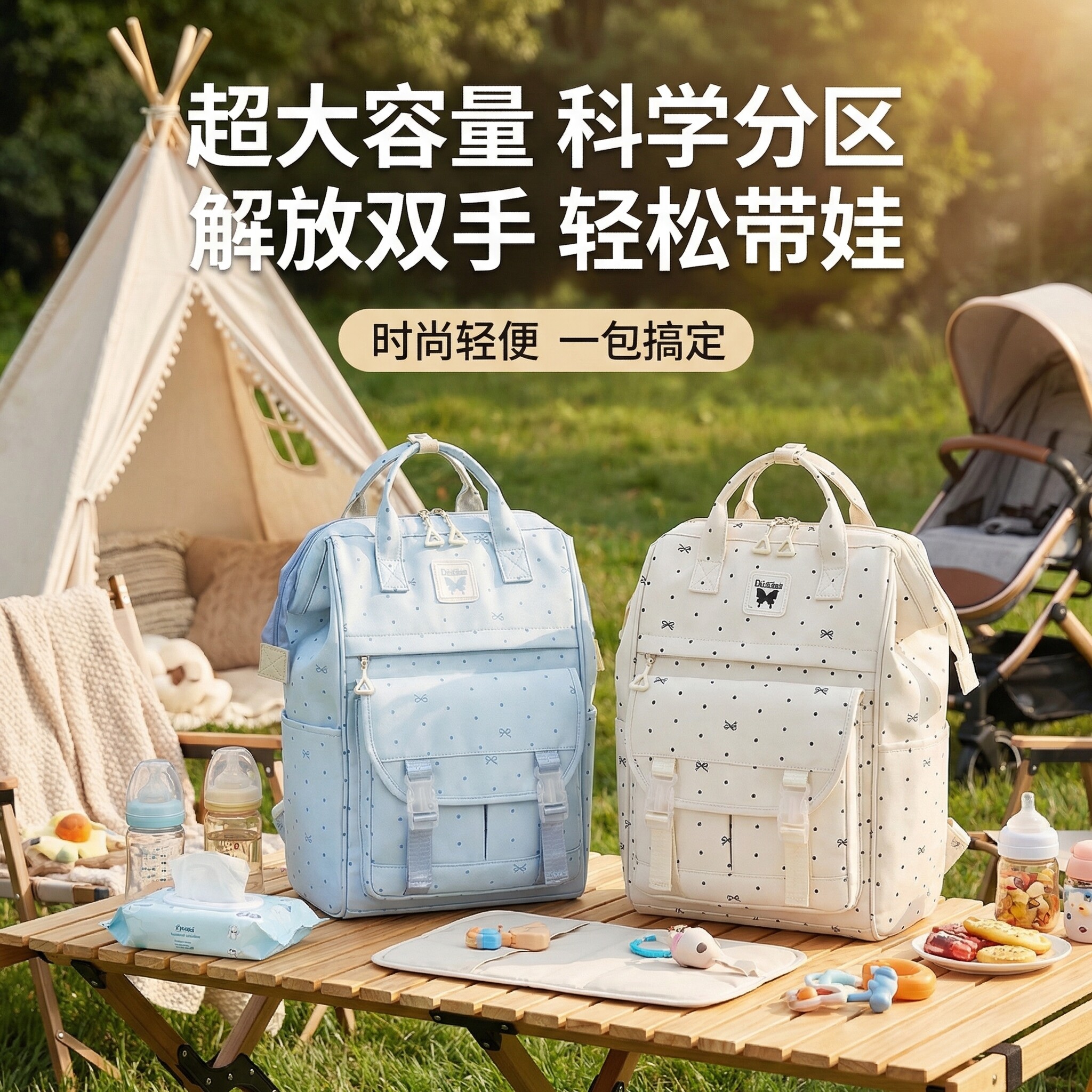 JTSK妈咪包多功能大容量防水轻便携手提包带娃出行待产包双肩背包