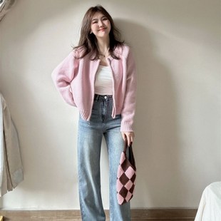 微胖MM法式 上衣 气质减龄双拉链针织外套女秋冬外搭短款 温柔开衫