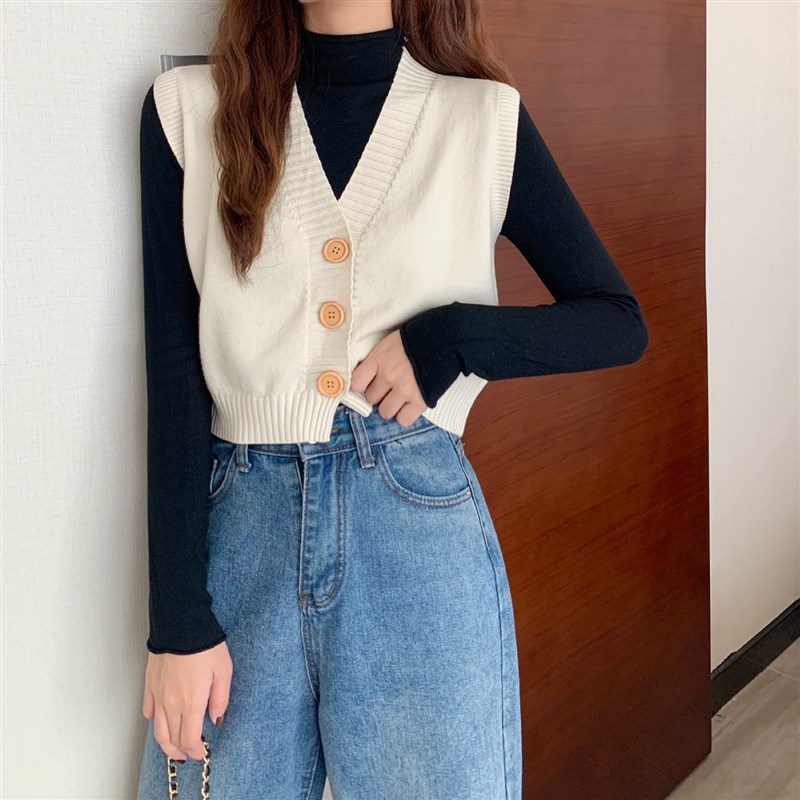 矮小个子145秋装显高搭配女150针织打底上衣宽松马甲毛衣小开衫XS