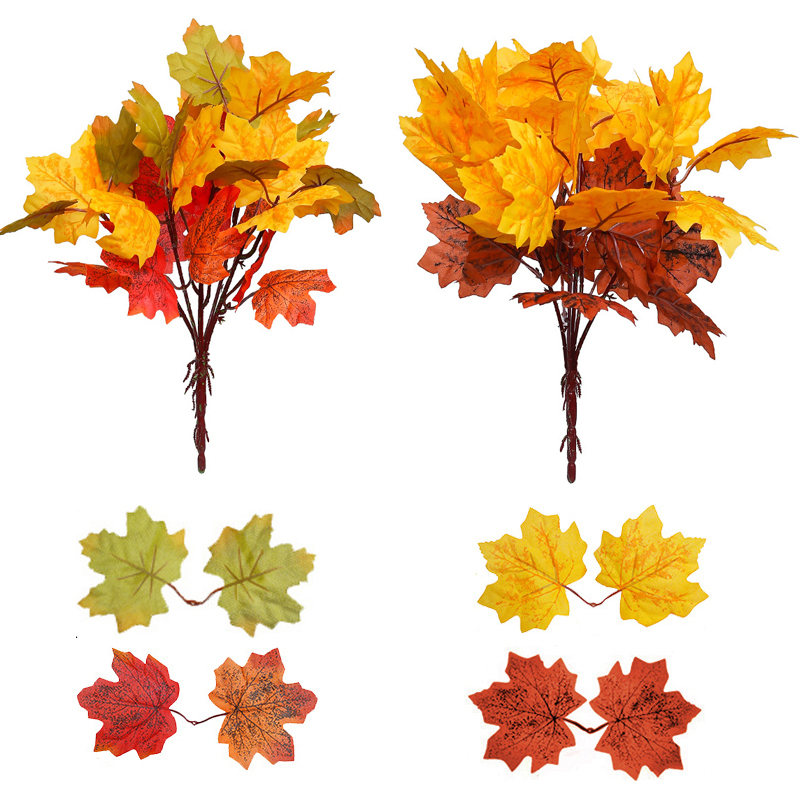 10 Styles Artificial Maple Leaf Branch Without Vase Fake Gre