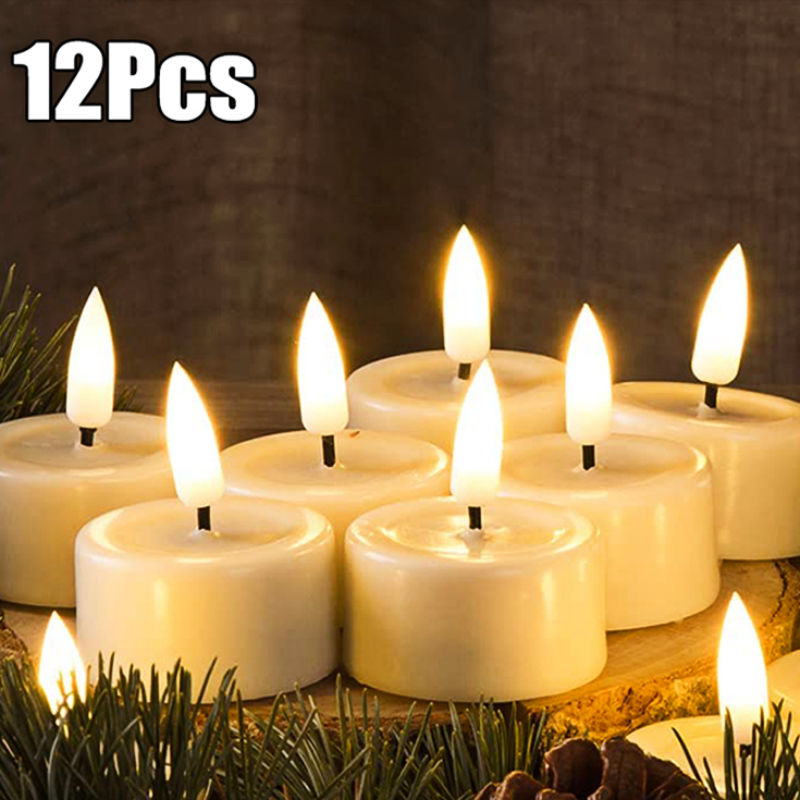 6/12Pcs Flickering Flameless LED Candle Battery Tea Light Fl