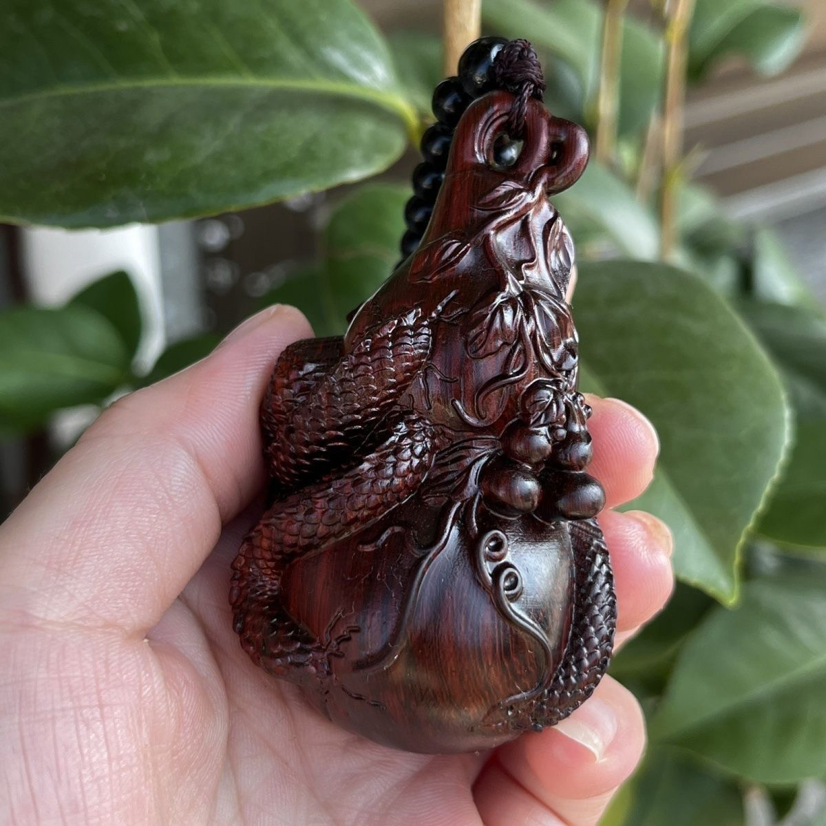 紫檀木雕刻龙葫芦手把件生肖龙文玩盘玩物件随身男士汽车挂件