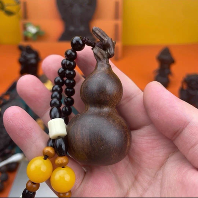 越南芽庄沉香手把件龙头葫芦沉香手工雕刻车挂吊坠挂件沉香原木礼