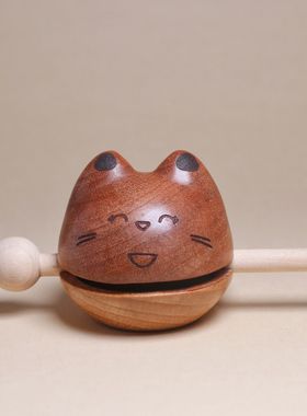 猫咪小木鱼解压玩具实木可爱敲打治愈系桌面创意摆件送朋友生日礼