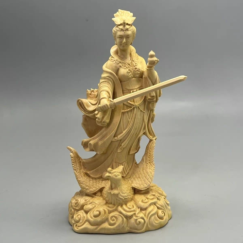 小叶黄杨木雕九天玄女像智慧姻缘旺事业风水摆件佛堂装饰开运礼品