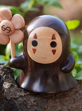 宫崎骏Q版无脸男摆件 实木 桌面装饰ins风 手里钱花