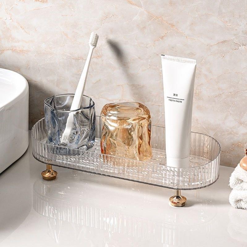 卫生间桌面收纳盒高颜值洗手间洗漱台沥水托盘可移动化妆品置物架