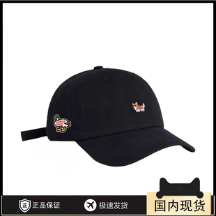 HUMAN WEEH简约小柯基刺绣鸭舌帽女夏显瘦显脸小软顶工装棒球帽潮