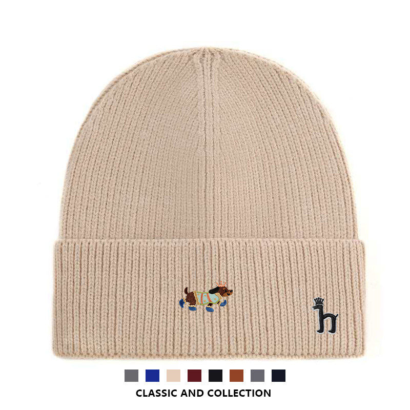 【一折专区】Horgias哈吉斯尼森男女毛线帽冬季针织帽保暖腊肠狗