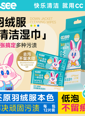 cc see三希羽绒服去渍湿巾清洁去油污家用便携装小包毛衣卫衣免洗