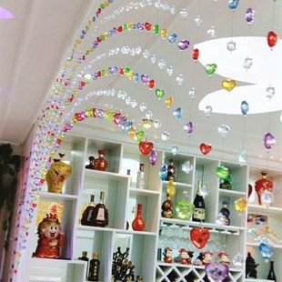 饰帘挂线帘子 水晶珠帘隔断客厅玄关风水门帘珠链窗帘过道免打孔装