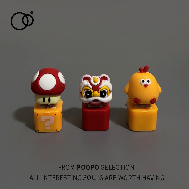 按压发声发光钥匙扣钵钵鸡舞狮马里奥解压玩具包包挂件创意小礼品