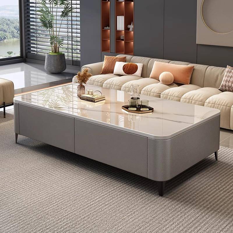 岩板茶几客厅家用2025新款轻奢桌高级感小户型落地茶几电视柜组合