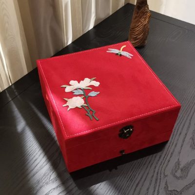 中式复古首饰盒古风收纳盒古典三层带锁耳钉戒指盒结婚订婚礼物