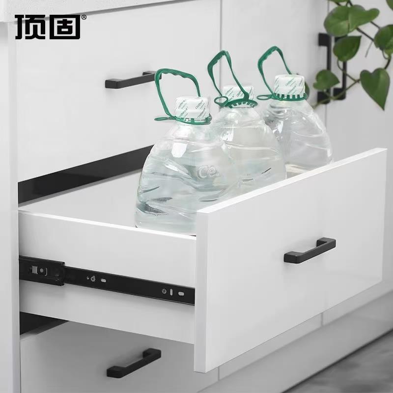 顶固静音三节轨抽屉滑轨整体橱柜轨道加厚滑道导轨侧装静音反弹阻