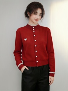 红色毛衣外套女款2026新款春季绝美巨好看可外穿内搭针织开衫上衣