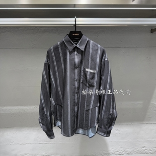 VETEMENTS 维特萌专柜正品2025夏款长袖衬衫男女条纹休闲35330003
