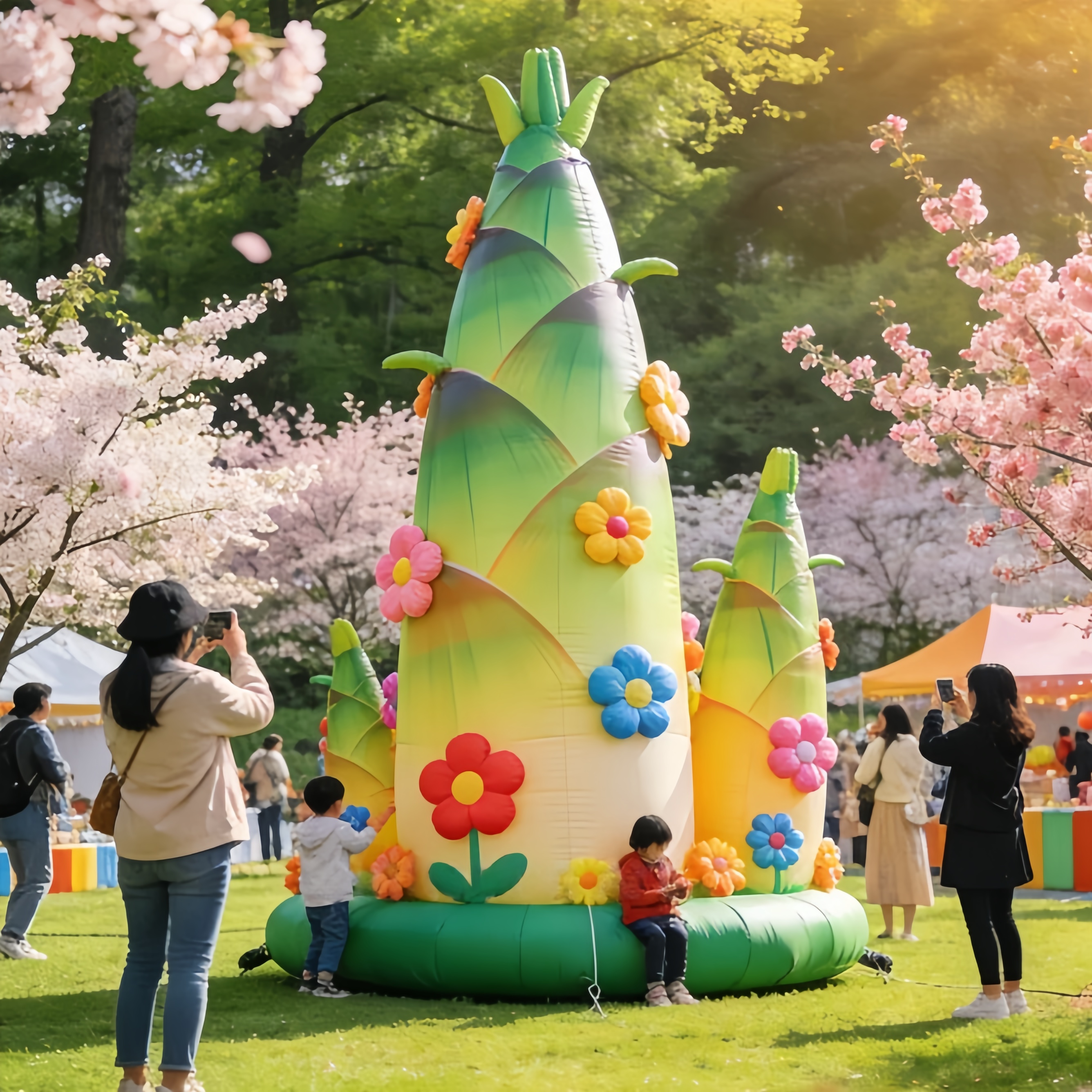 网红打卡春季景区商场快闪活动商业街道巨型竹笋引流装饰美陈气模