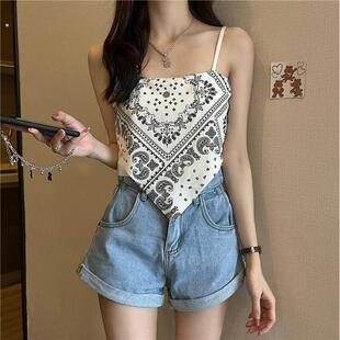 吊带背心女外穿丝巾抹胸上衣夏季短款小众设计感肚兜式三角小吊带