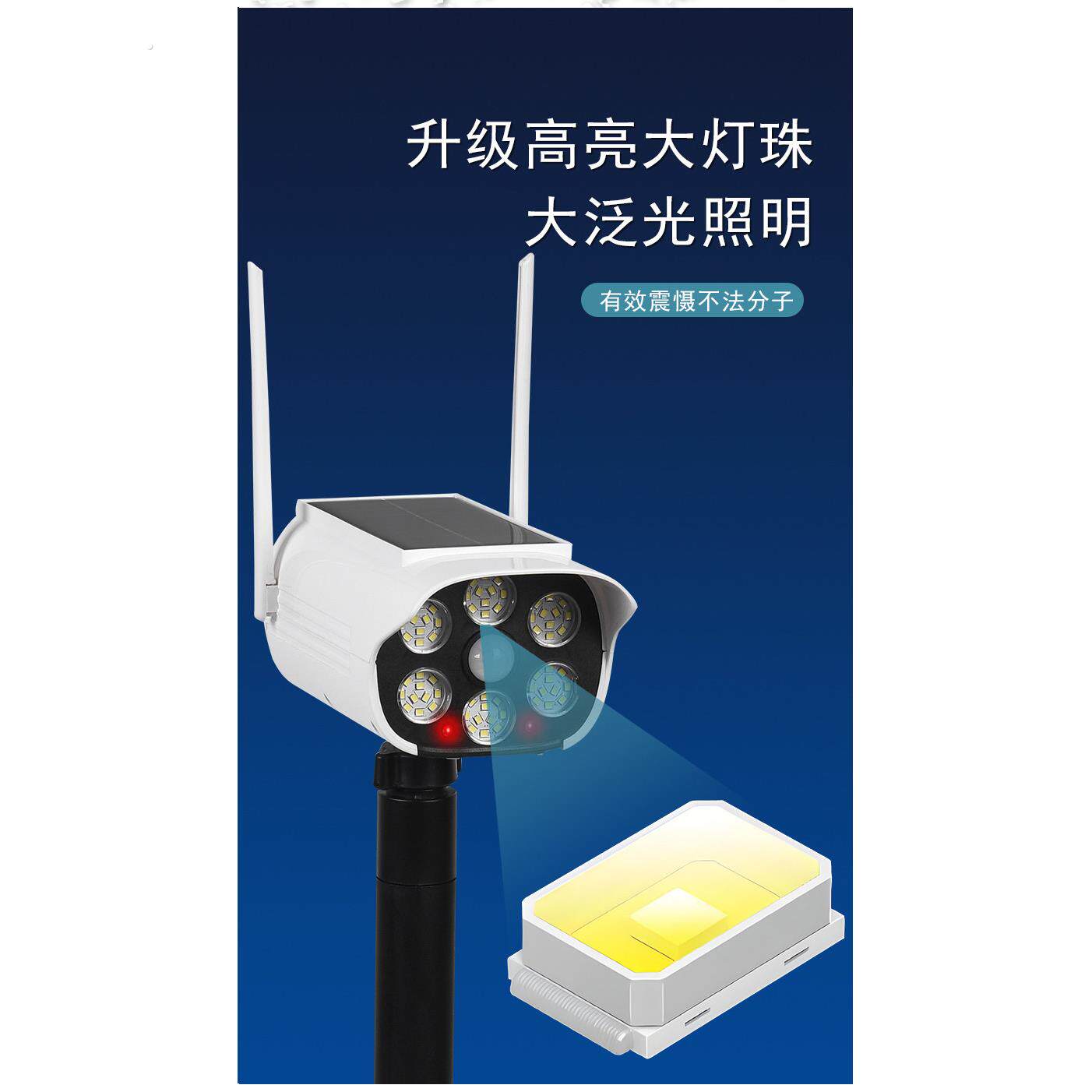 新品实用地插仿监控太阳能灯庭院别墅防盗安全照明灯防水户外