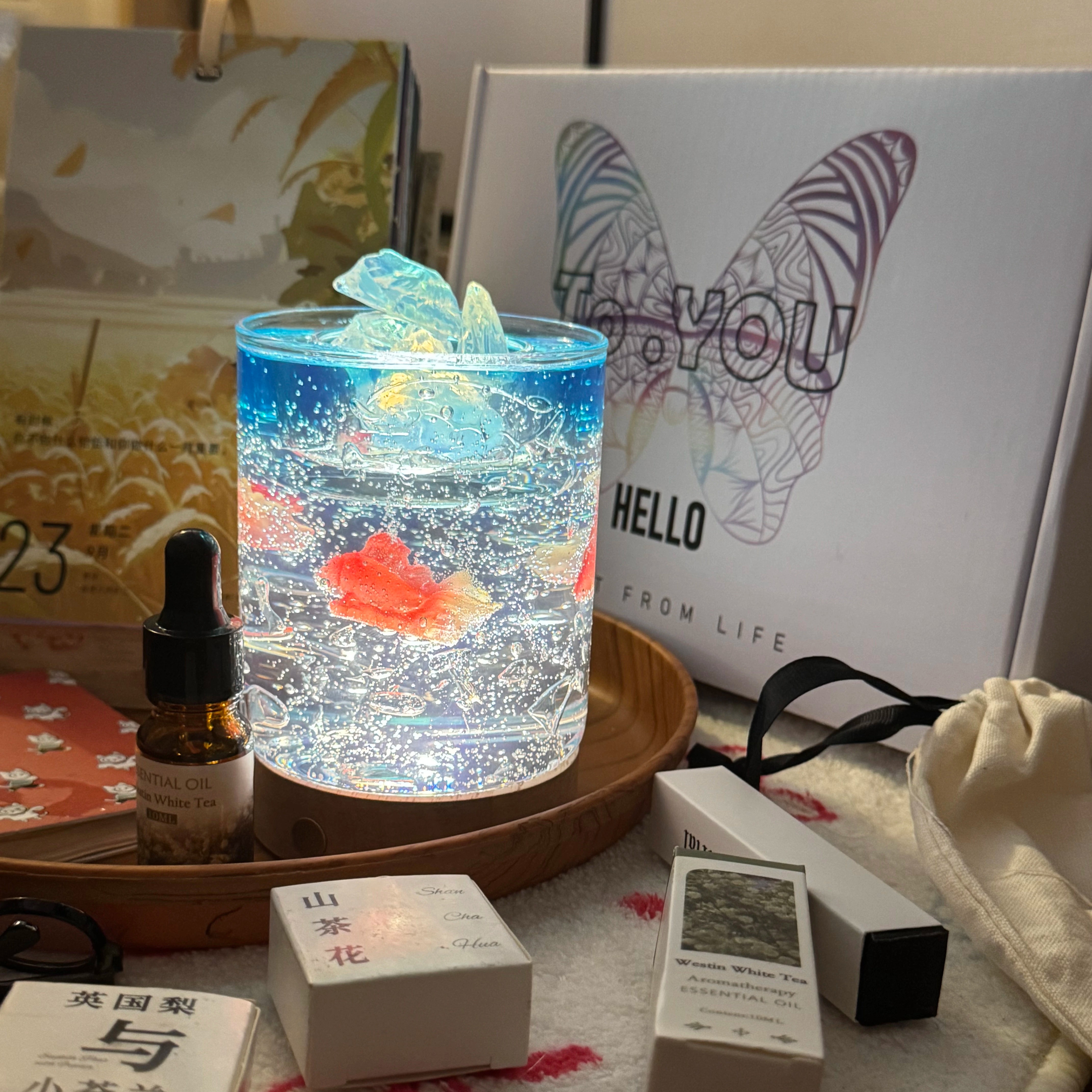 金鱼缸香薰蜡烛室内小众摆件礼物