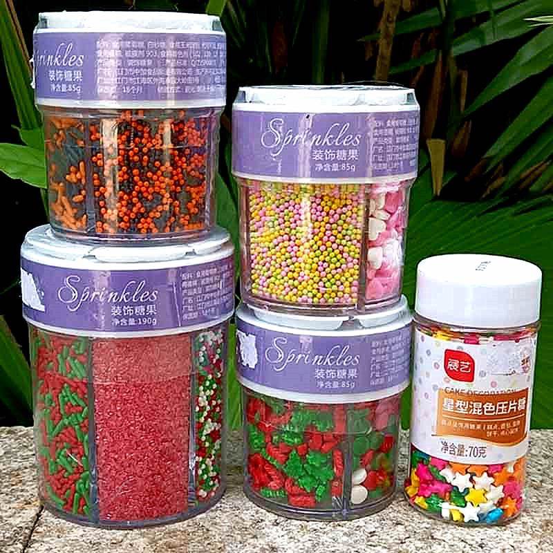 Cake sprinkles彩色心型创意甜品装饰糖果 可食用 圣诞蛋糕装饰粒