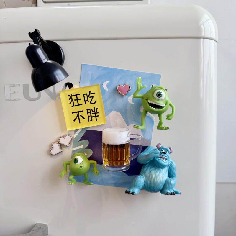 创意蓝色怪兽单眼磁贴冰箱贴怪兽大学磁吸洞洞板留言板磁性装饰