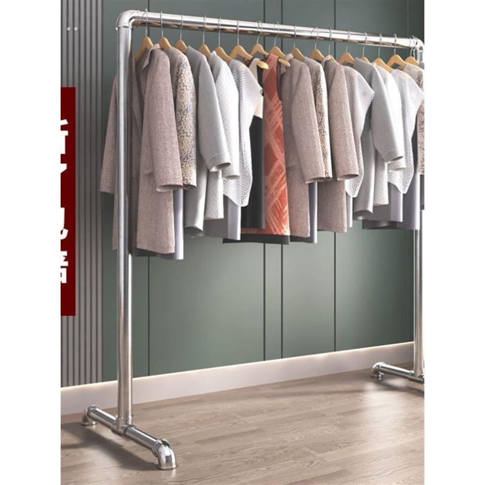 加厚钢管晾衣架晾衣杆挂衣架服装展示架单杆落地阳台不生锈晒被