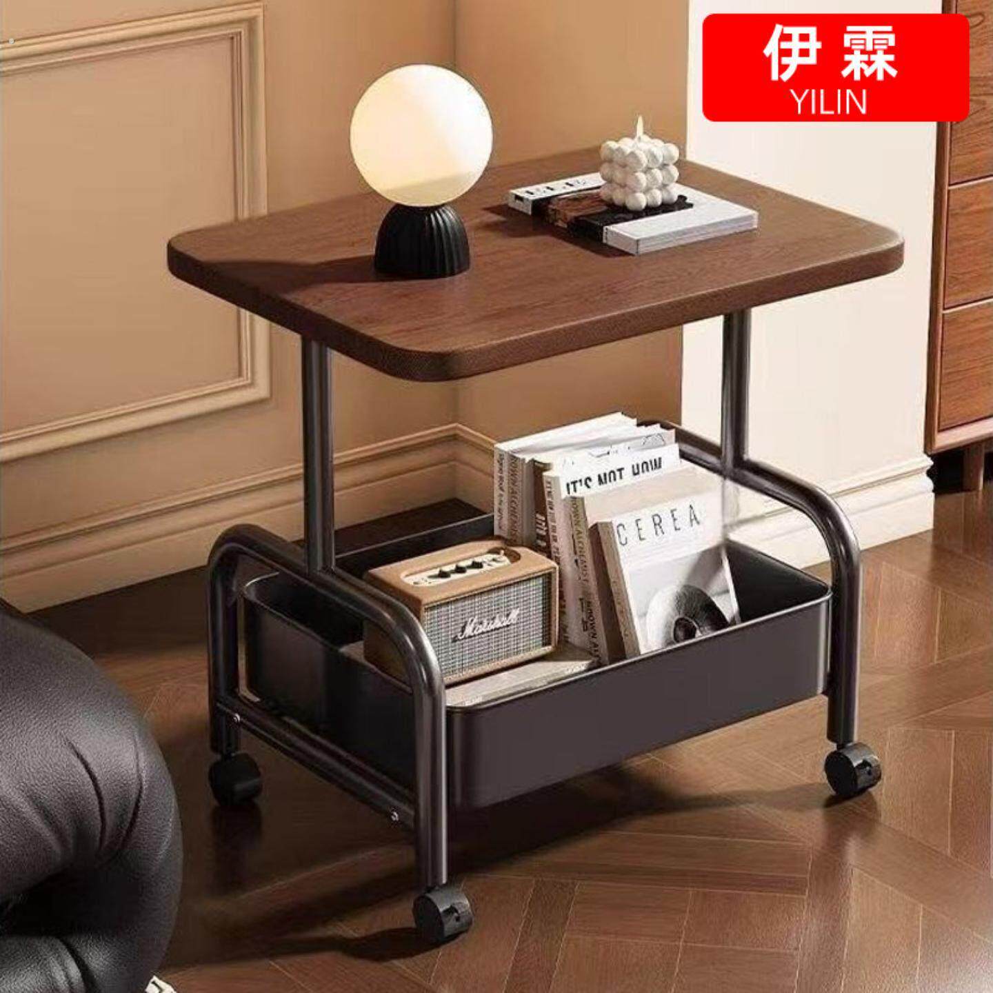 小推车式茶几可移动家用边几客厅沙发卧室收纳带滚轮置物架小桌子