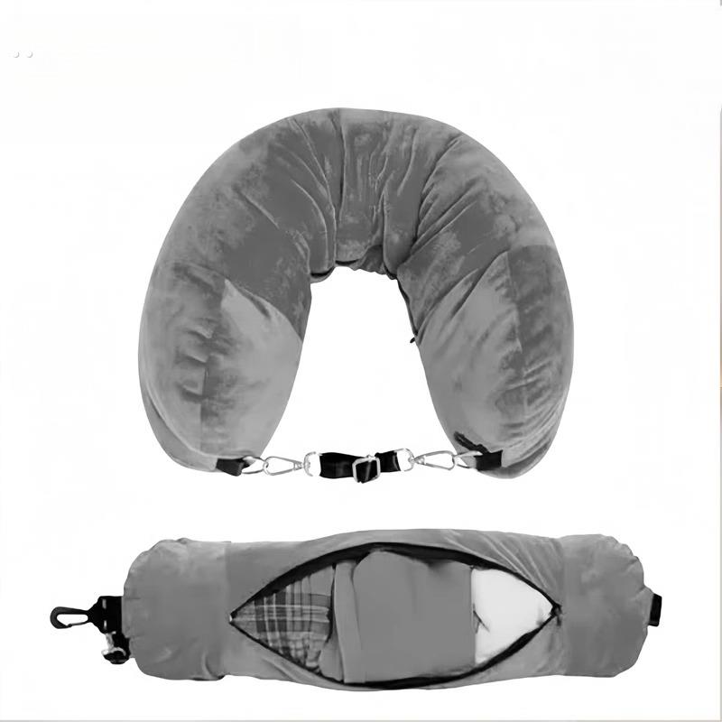 旅行便携廉航u型枕套可填充可塞衣服收纳袋廉价航空神器飞机颈枕