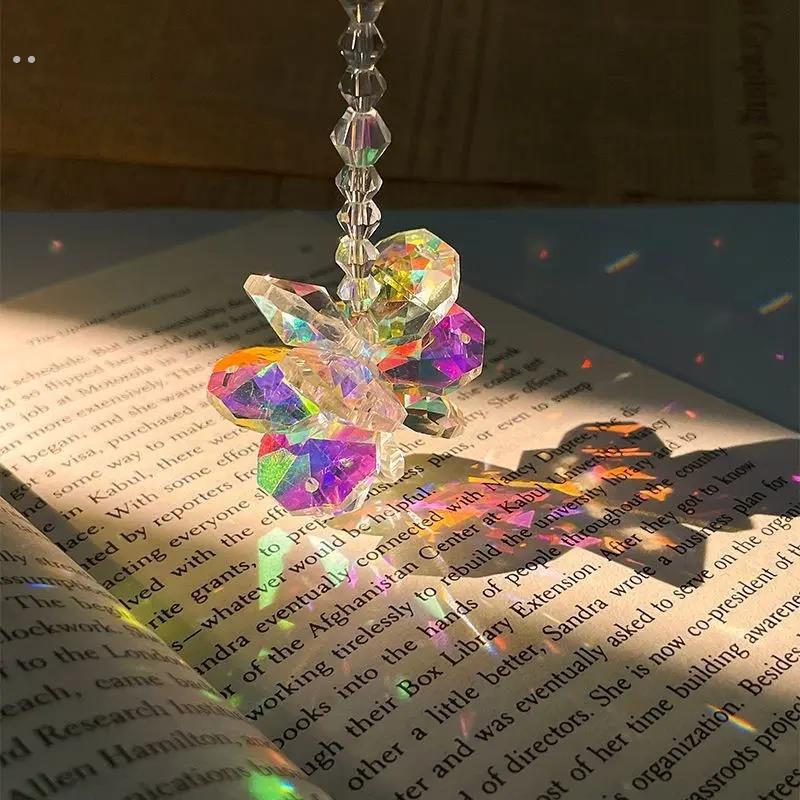 太阳捕手晶体雪花立体棱光镜水晶花项链创意流光水晶挂件铺手棱镜